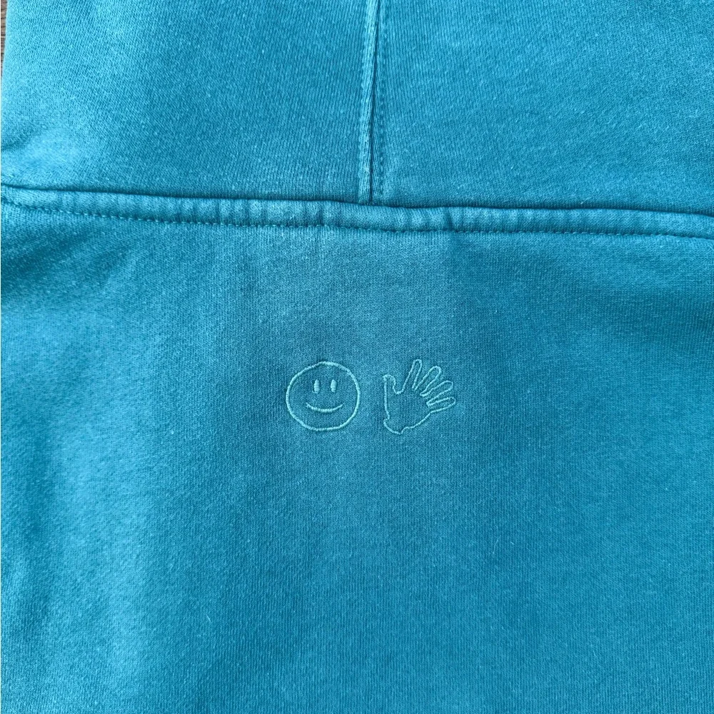 GUC Glossier Limited Edition Embroidered Soft Sage Teal Hoodie - Picture 6 of 8